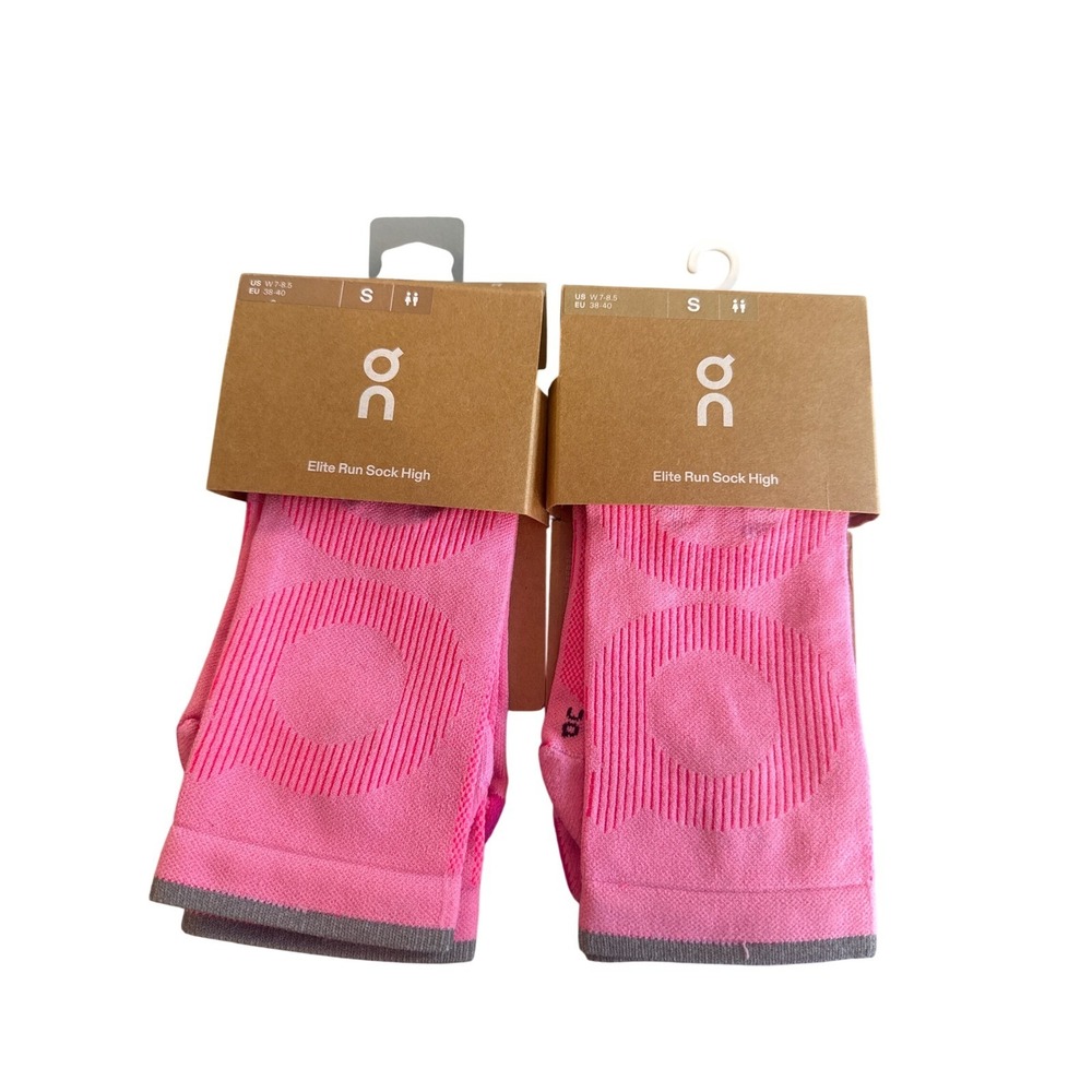 2 pair On Elite Run High Sock Pink Size Small Women's 7-8.5 NWT